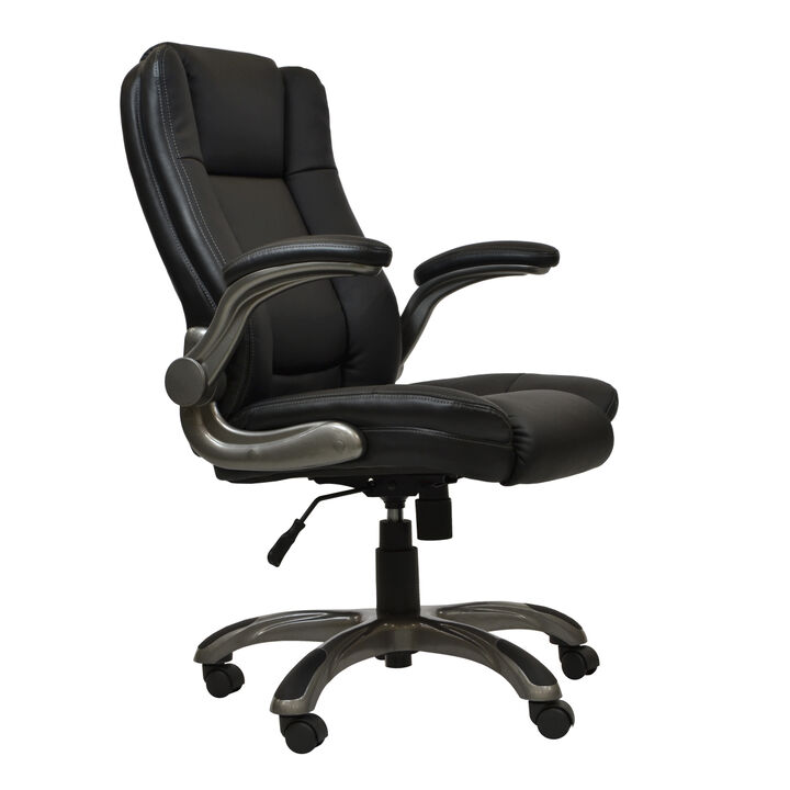Medium Back Executive Office Chair with Flip-up Arms, Black