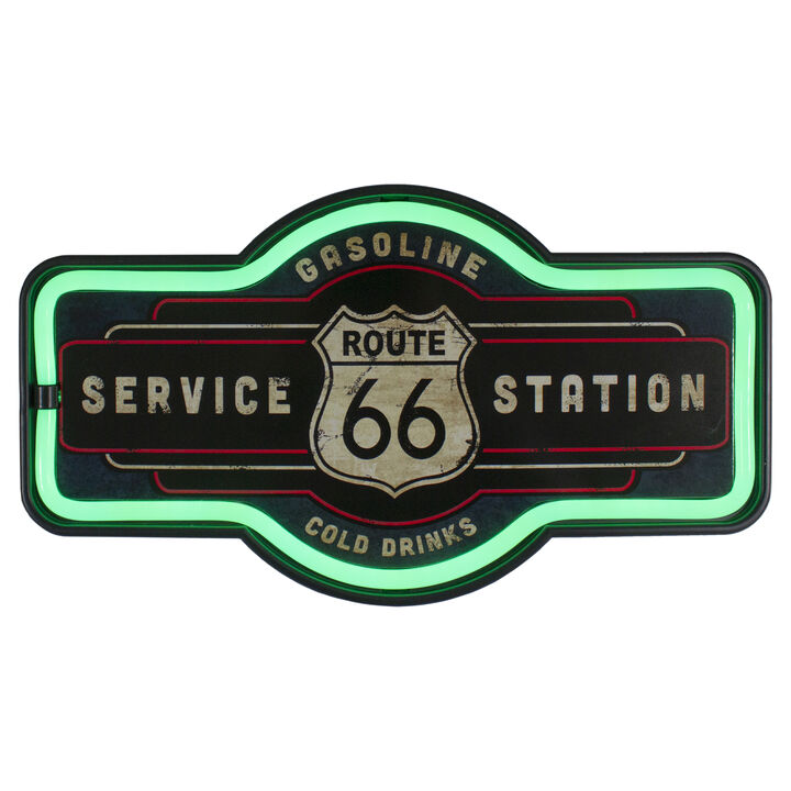 LED Lighted 'Route 66 Service Station' Neon Style Wall Sign