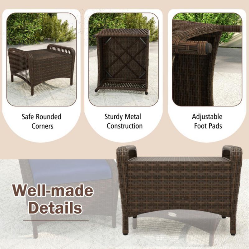 Outdoor Patio Ottomans with Removable Cushions for Garden or Backyard Seating image number 7
