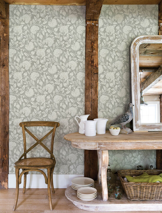 Vadouvan Grey Jacobean Trail Wallpaper