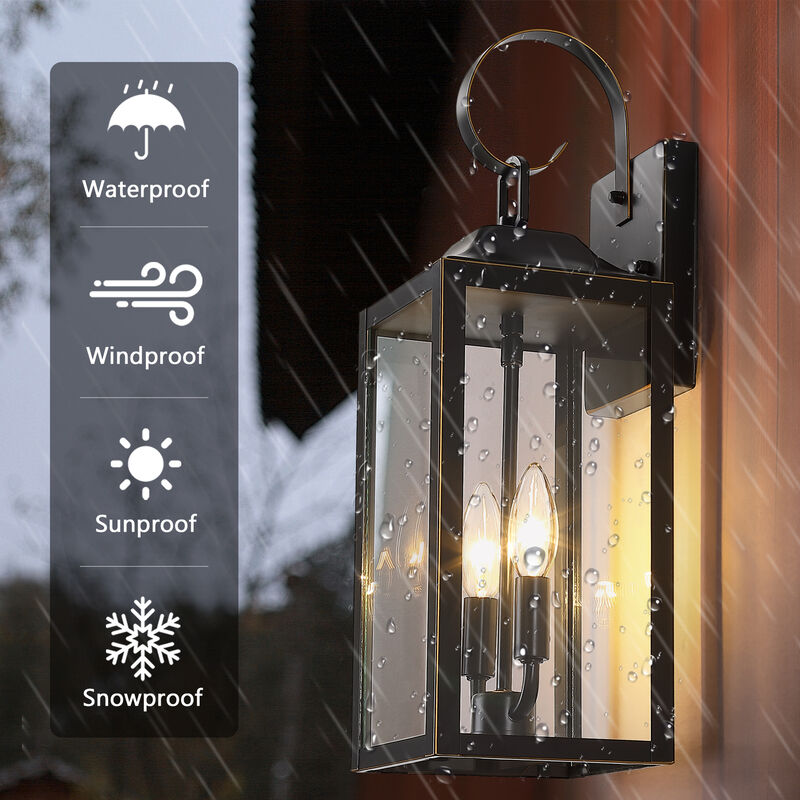18.85 in. 2-Light Outdoor Wall Lantern with Clear Glass Shade image number 4