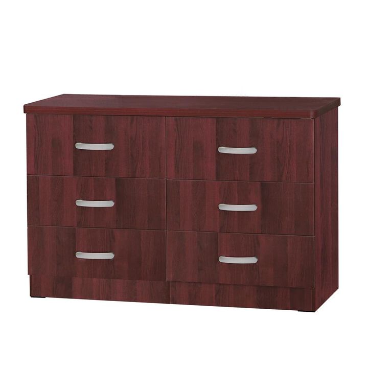 Better Home Products DD & PAM 6 Drawer Engineered Wood Dresser in Mahogany