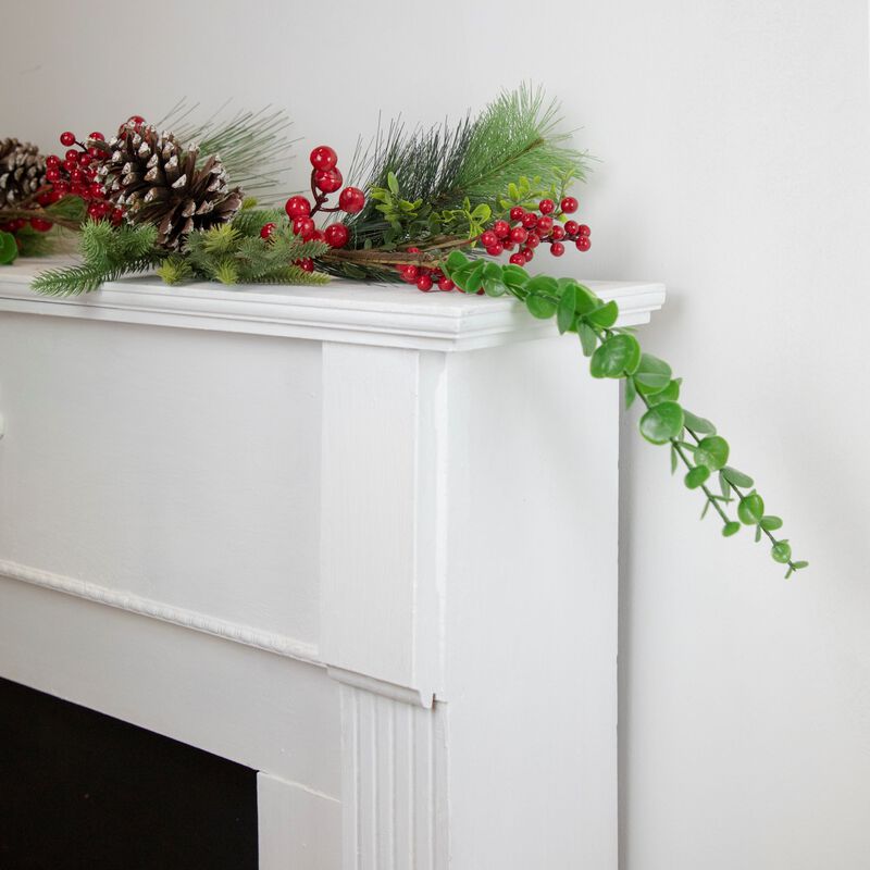 5' x 10" Berry Pine and Eucalyptus Artificial Christmas Garland - Unlit image number 1
