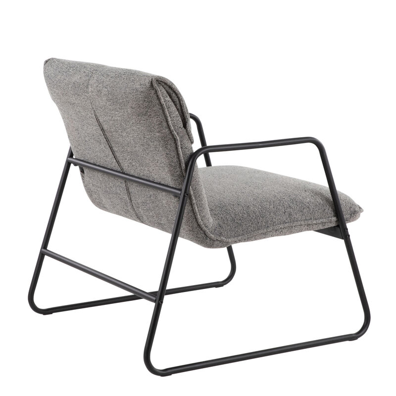 Casper Industrial Arm Chair in Black Steel and Grey Noise Fabric by Lumi Source