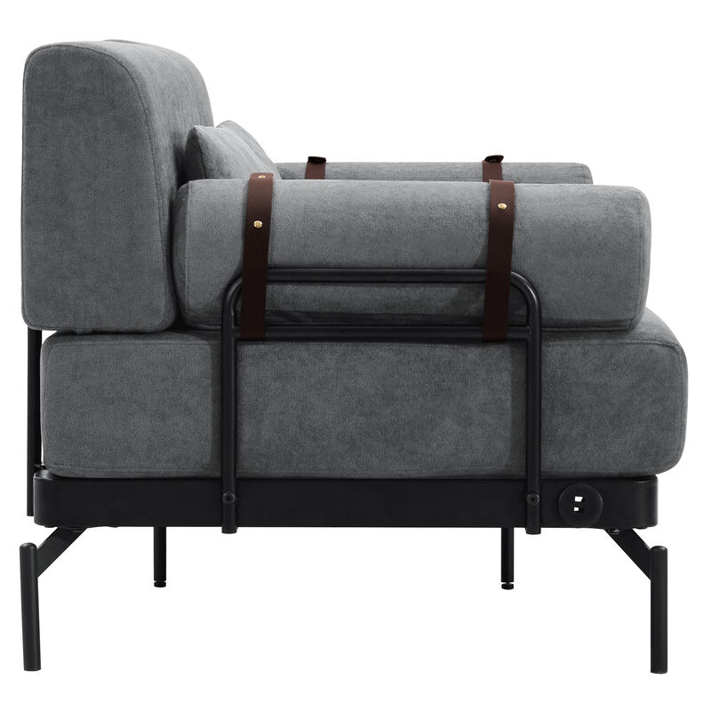 Merax Modern Loveseat Sofa with USB Ports 2-Seater Contemporary Couch with Cylindrical Armrests for Living Room