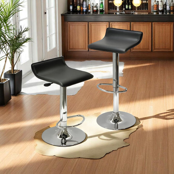 Set of 2 Height Adjustable Bar Stools – Air-Lift Swivel Chairs with Modern Padded Seat Design