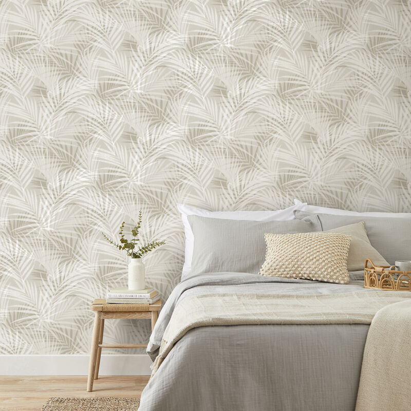 Frida Neutral Textured Palm Wallpaper image number 1