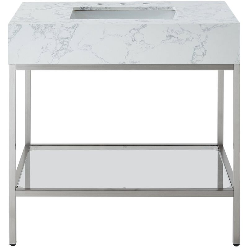 Meridian Furniture Marmo White Engineered Marble Bathroom Vanity