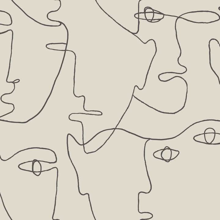 Pablo Portraits Linen & Charcoal Peel & Stick Wallpaper