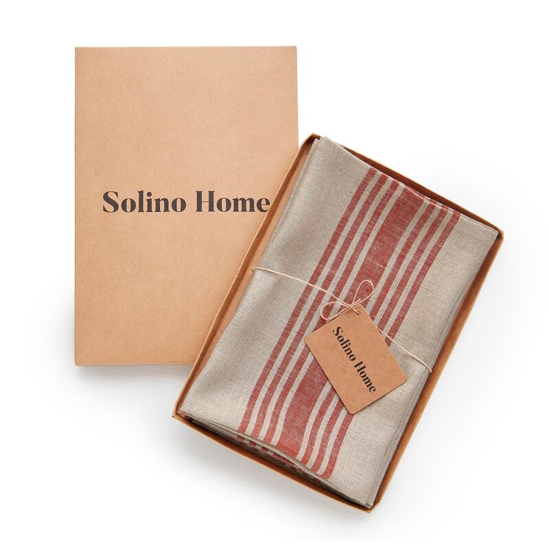 Solino Home Farmhouse 100% Linen Dinner Napkins &ndash; Set of 4, 20 x 20 in, Machine Washable, Holiday and Everyday Dining