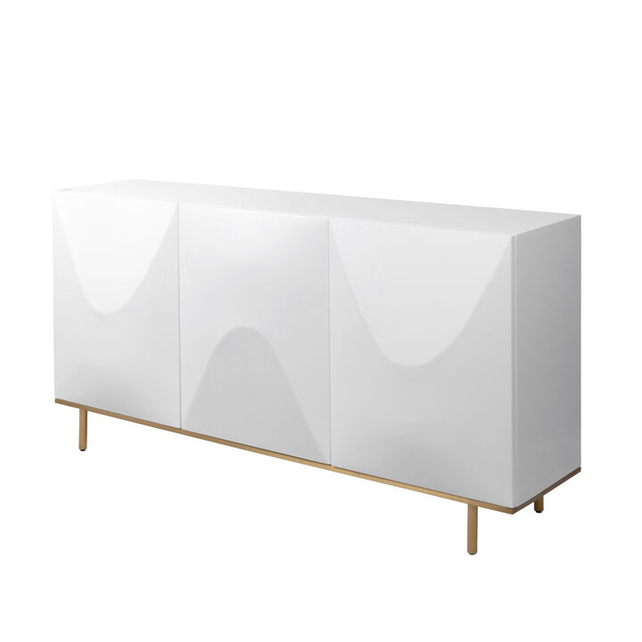 Pasargad Home Polara Sideboard with Geometric Doors with Adjustable Shelves