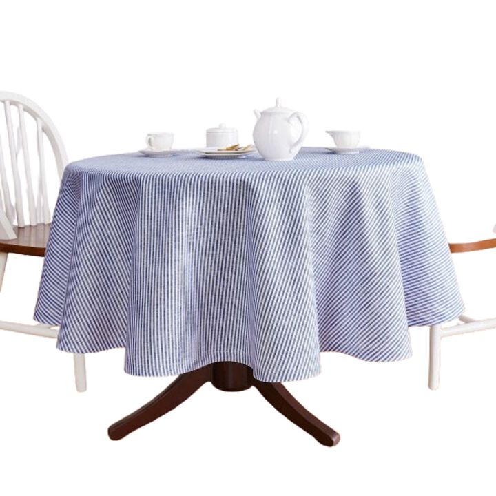 Linen Round Tablecloth - Narrow Stripe