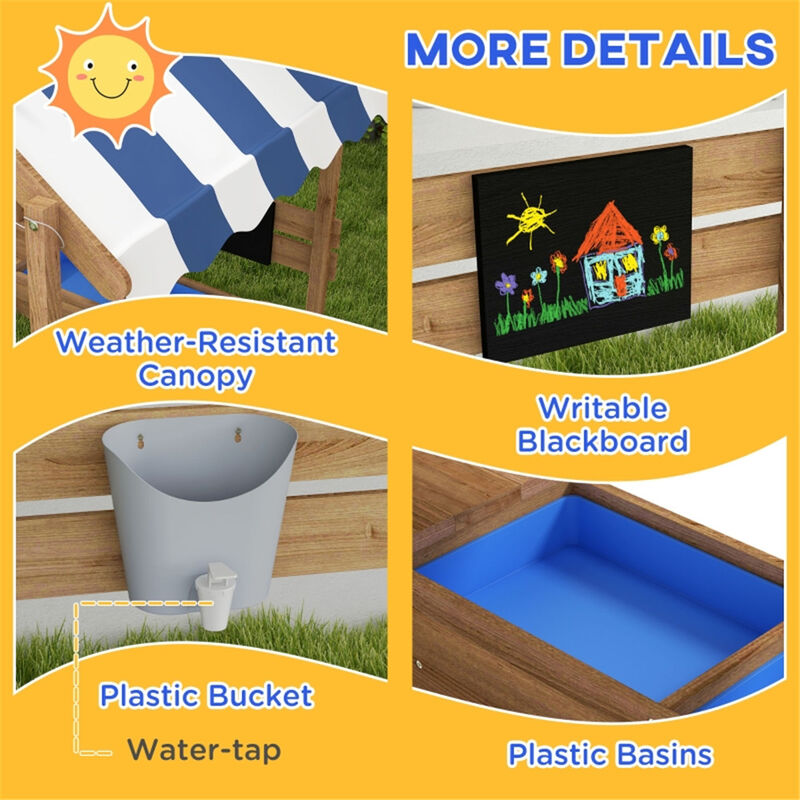 Sandbox for 3-7 Year Old Kids Outdoor Sand Play Pit with Cover & Seats