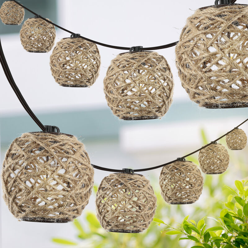 Oahu Light Indoor/Outdoor Rustic Coastal Incandescent C7 Globe Hemp Rope Shaded String Lights