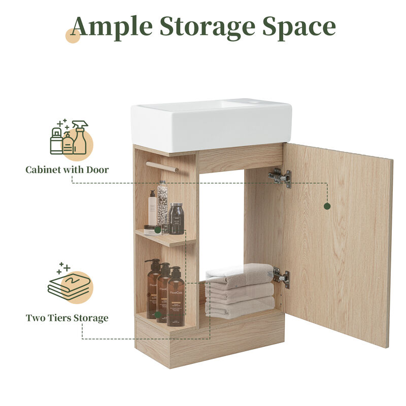 Merax Bathroom Vanity Cabinet with Two-tier Shelf