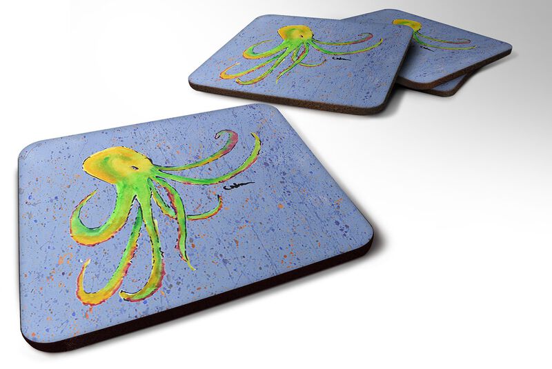 Caroline's Treasures 8524FC Octopus Foam Coasters (Set of 4), 3.5 H x 3.5 W, Multicolor