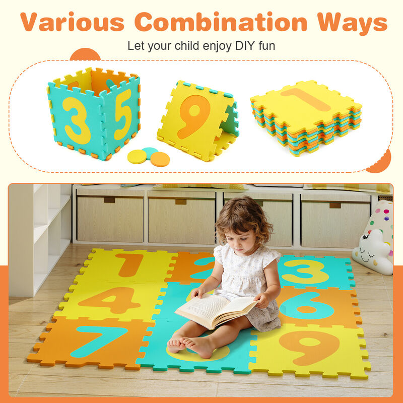 Foam Puzzle Floor Mat for Kids &ndash; 9 Interlocking Pieces with 3 Marker Discs image number 4