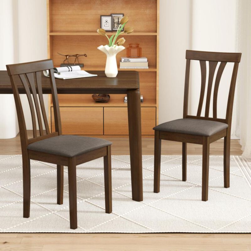 Hivvago Wooden Dining Chairs Set of 2 with Linen Fabric Upholstered and Rubber Wood Frame