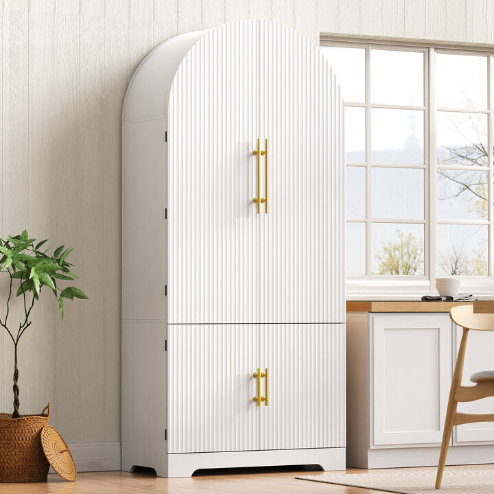 Merax Elegant Arched Fluted Storage Kitchen Cabinet
