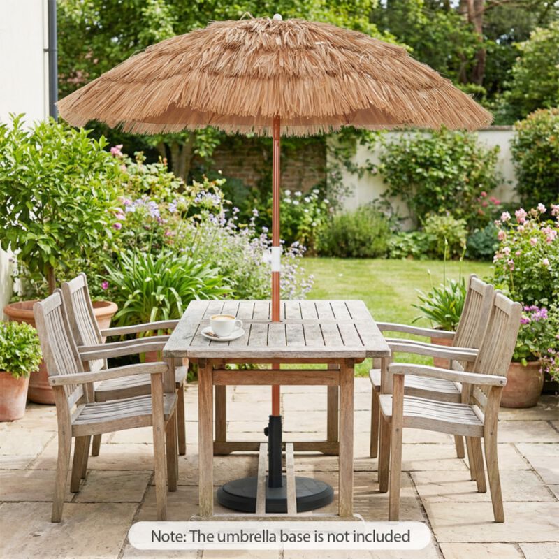 6 FT Thatched Beach Umbrella with Push Button Tilt Carrying Bag image number 2