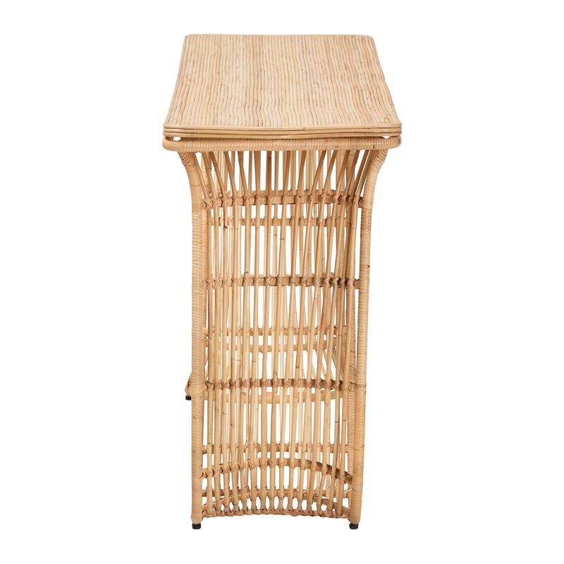 bali & pari Araceli Rattan S-Curve Console Table - Handwoven Wicker Sculptural Accent Table for Living Room or Entryway image number 2