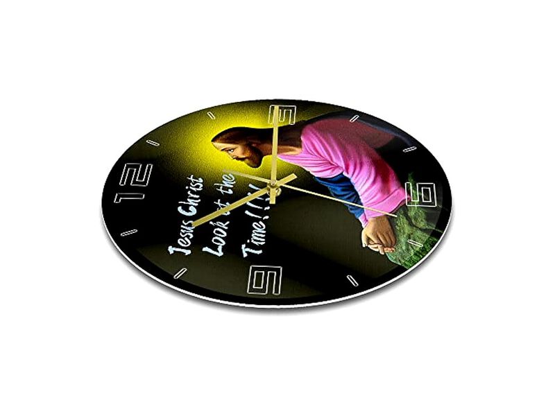 Jesus Christ Look Time Acrylic Religious Wall Clock 12 Inch Silent Modern image number 2