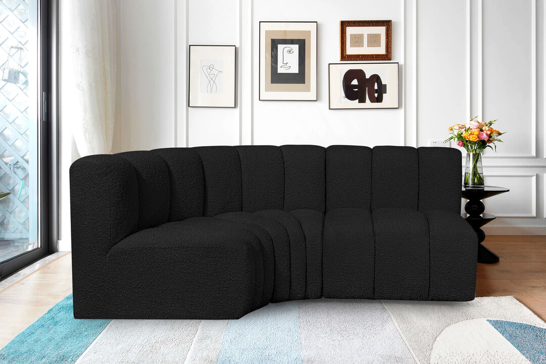 Meridian Furniture Arc Black Boucle Fabric Modular Sofa