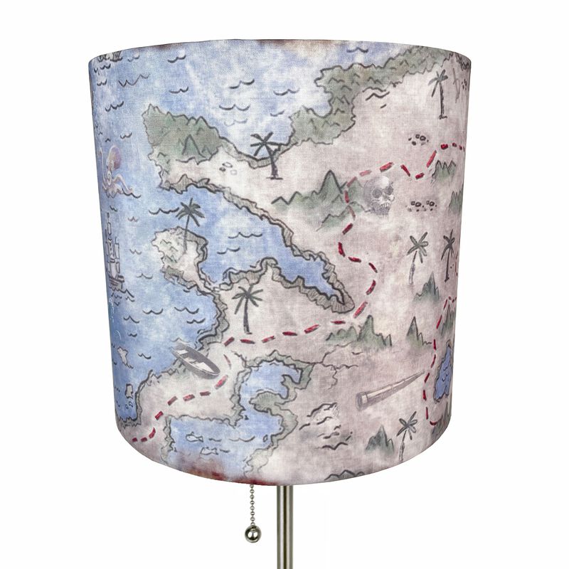 Decorative Treasure Map Brushed Nickel Accent Lamp Coastal Pirate Beach Decor image number 5