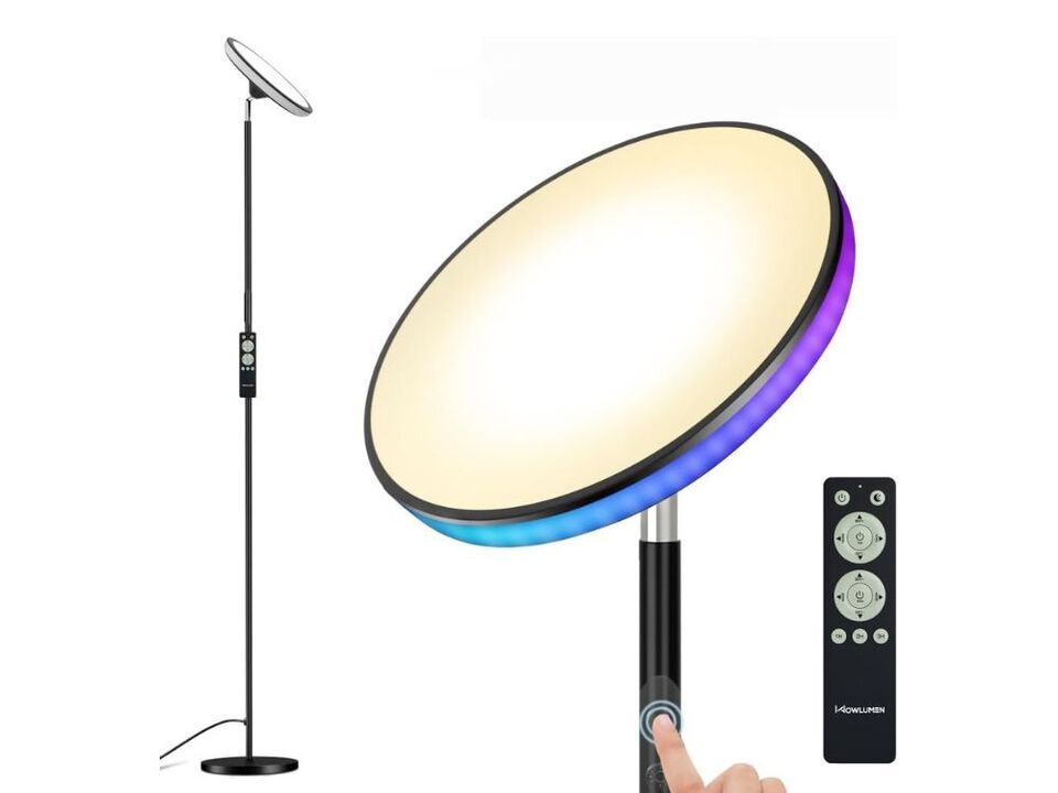 Modern LED Torchiere Floor Lamp Dimmable Remote for Living Room Bedroom