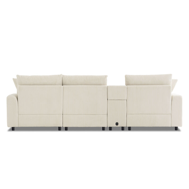 Merax Corduroy Sectional Sofa with Bluetooth Speakers