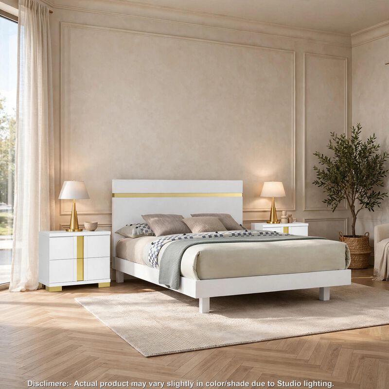 3pc Bedroom Set, Wood, 2 Nightstands image number 1