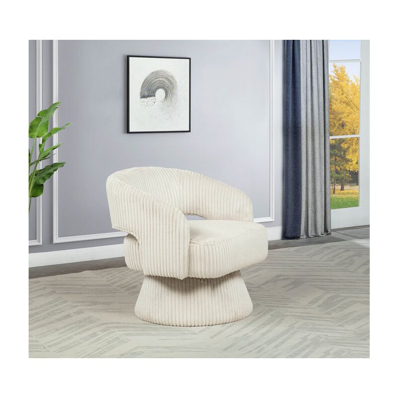 Best Quality Furniture Cream Velvet Swivel Accent Barrel Chair