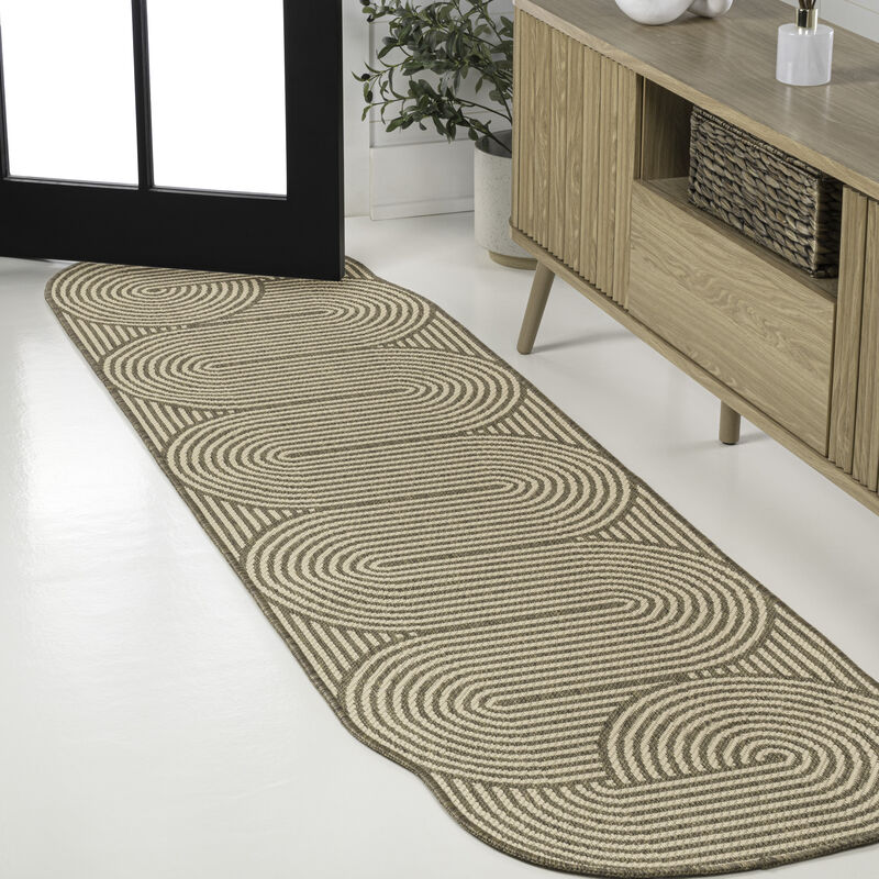 Margot Modern Geometric Arch Stripe Indoor/Outdoor Shaped Area Rug