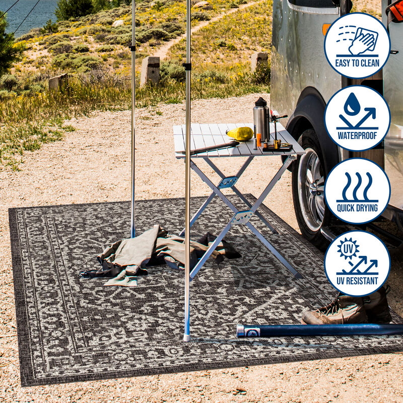 Malta Bohemian Medallion Textured Weave Octagon Indoor/Outdoor Area Rug