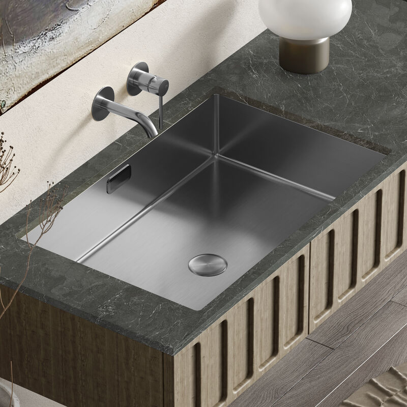 Rectangular Bathroom Basin Stainless Steel Vessel Sink Bowl with Pop Up Drain