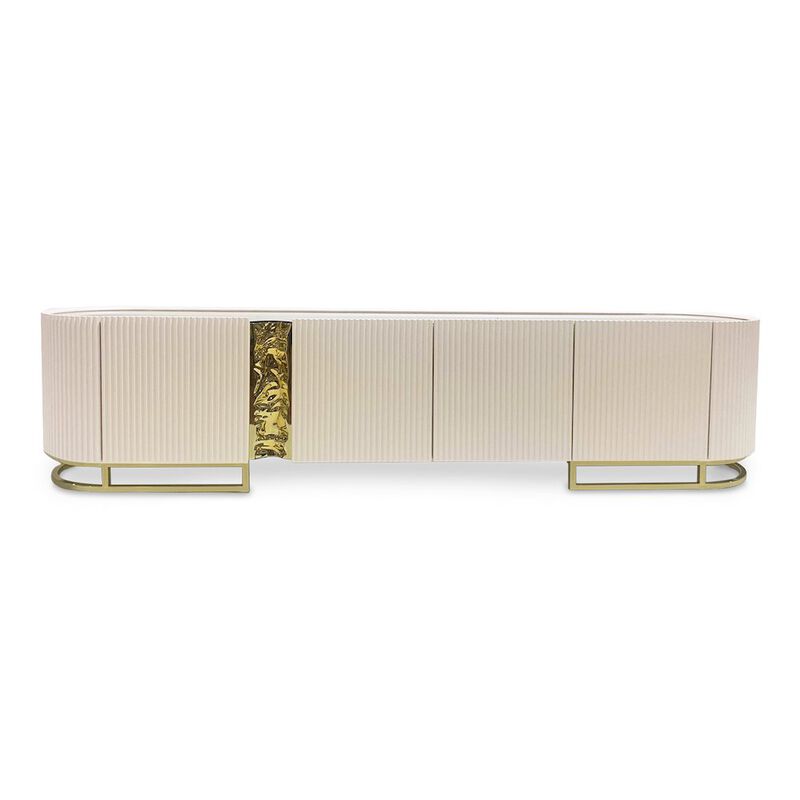 Michael Amini Lisbon Media Cabinet - Silken Matte Cream image number 0