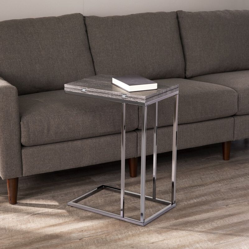 Expandable Rectangular End Table with Adjustable Surface, Ideal for Small Spaces