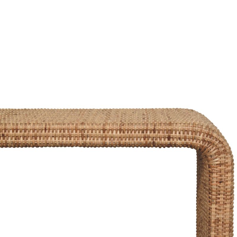 Artisan Furniture Solid Wood Rattan Weave Bench image number 3