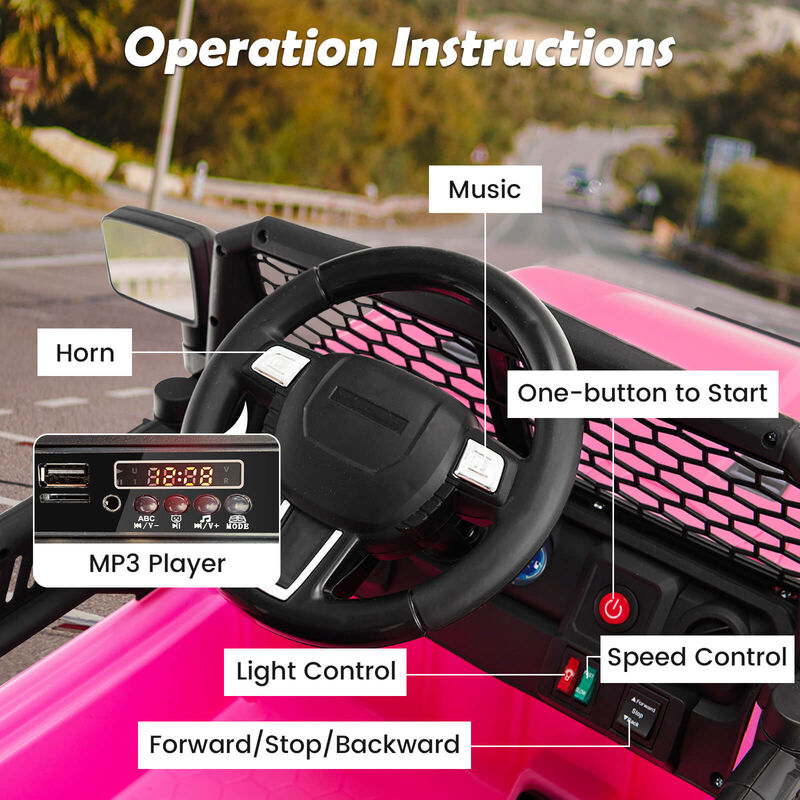 Kids 12V Electric Ride On Truck with Remote Control and Working Headlights image number 7