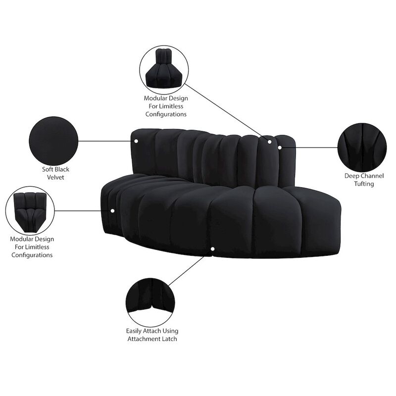 Meridian Furniture Arc Black Velvet Modular Sofa