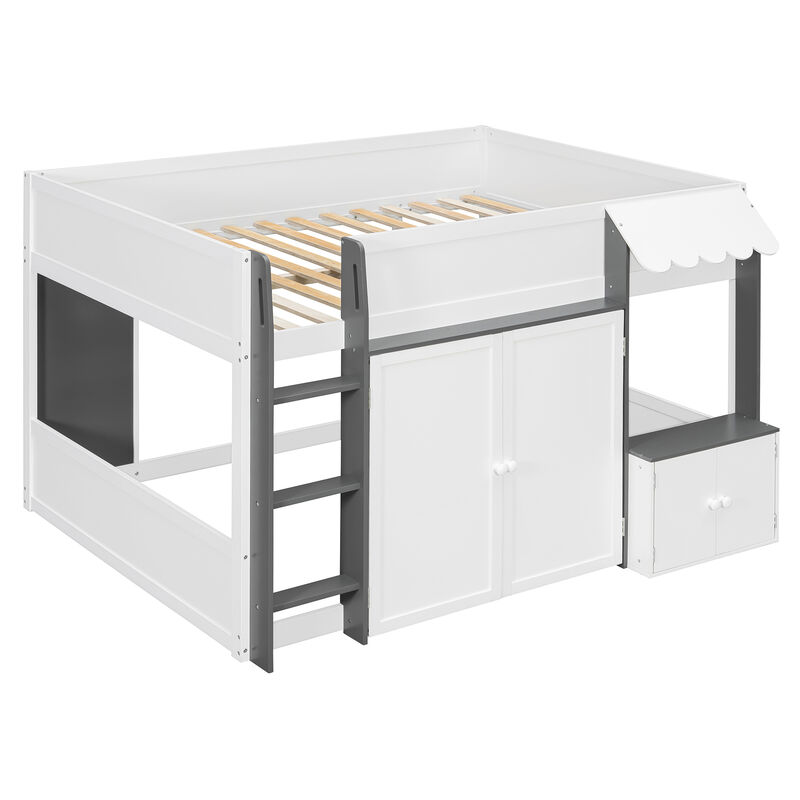 Merax Full Size Whimsical House Loft Bed with Awning & Open Play Zone image number 0