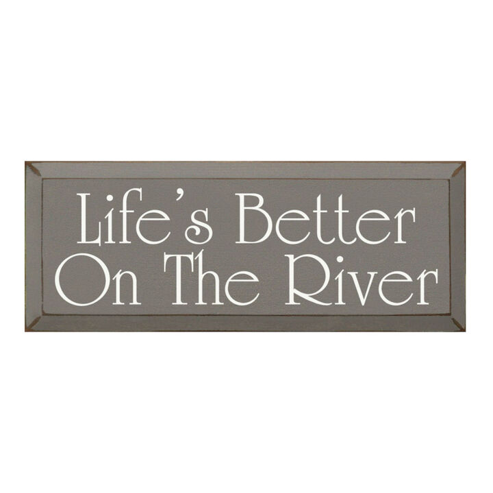 Rustic Life's Better On The River Wood Wall Sign Beveled Solid Pine Hanging Decor
