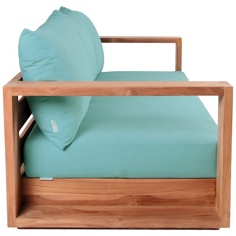 Meridian Furniture Tulum Blue Water Resistant Fabric Outdoor Sofa