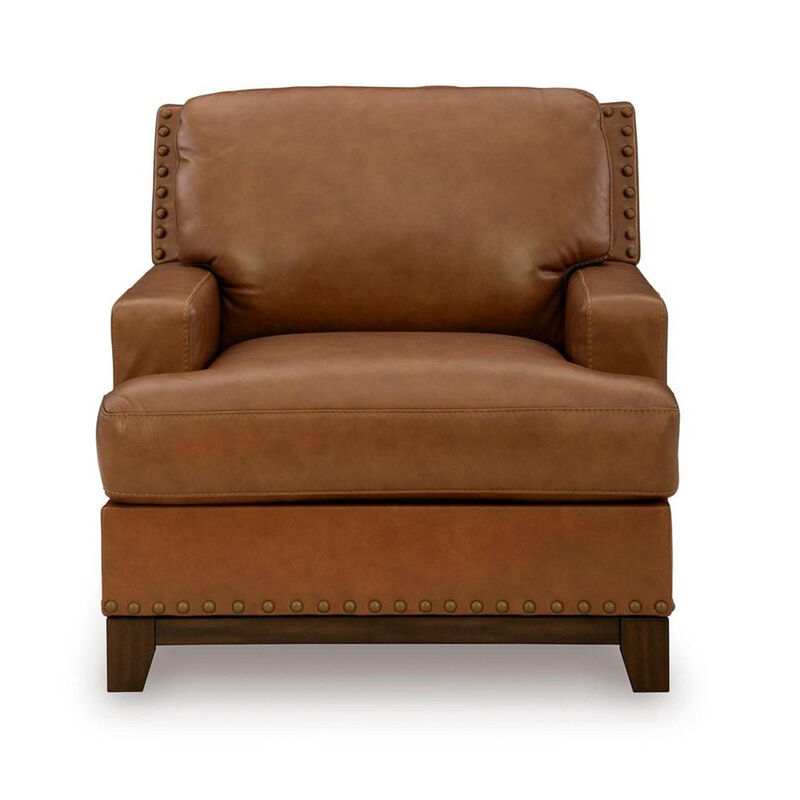 Sany Accent Armchair, Plush and Classic Amber Brown Leather Cushions image number 2