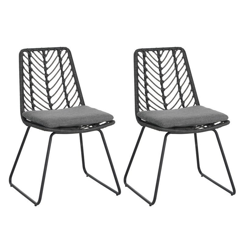 Merax Rattan Outdoor Indoor Dining Chairs 2 Pieces
