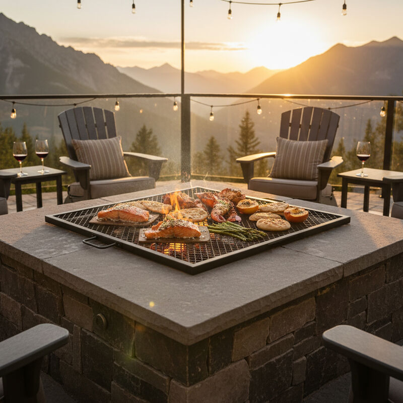 Sunnydaze Folding Black Steel Square Fire Grate - 36 in image number 1