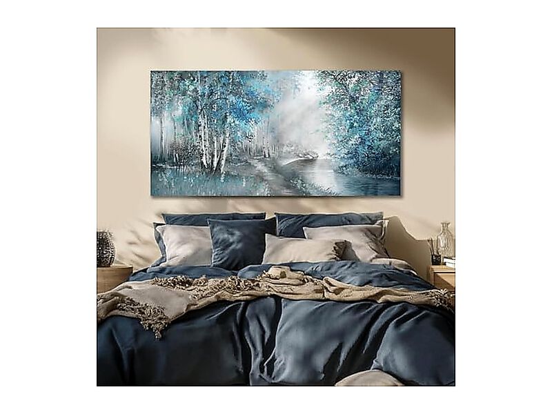 Canvas Wall Art Large Blue Decor Living Room Forest Botanical Landscape Arts image number 2