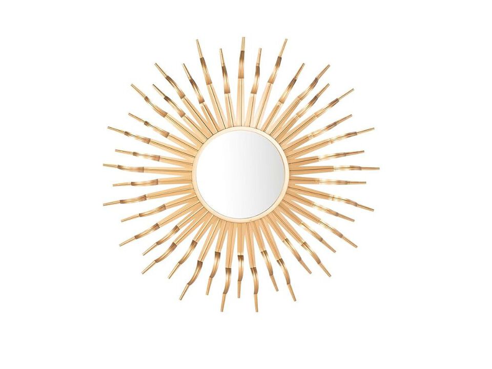 36" Gold Sunburst Wall Mirror &ndash; Handcrafted Accent for Modern Spaces
