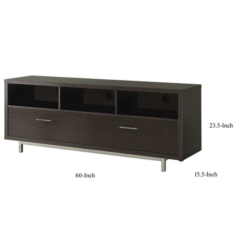 Fabulously Designed  tv console with chrome legs, Brown image number 5