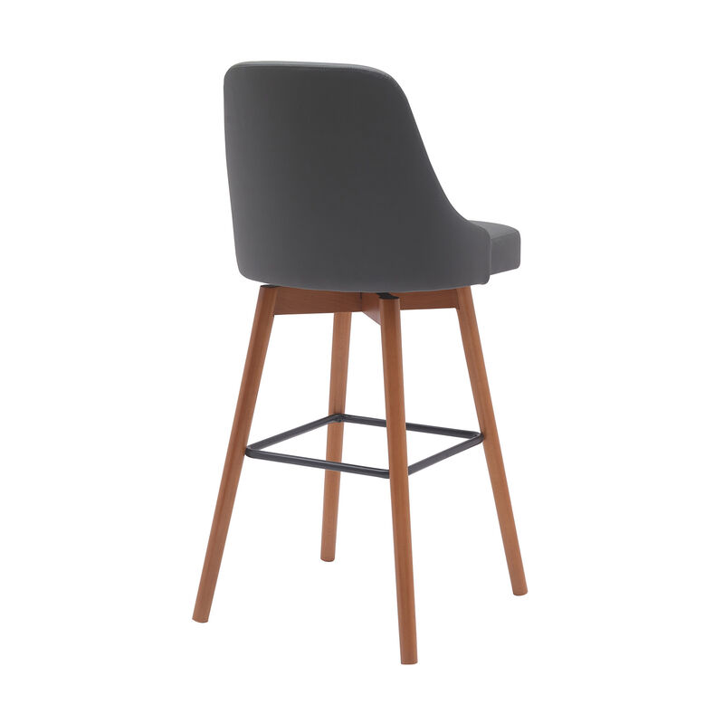HomeRoots Solid Wood and Fabric Armless Swivel Bar Stool image number 3